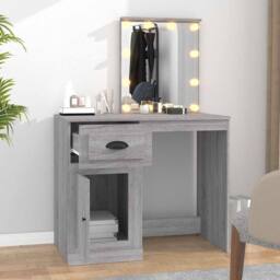 Berkfield Home Dressing Table with LED Grey Sonona 90x50x132.5 cm Engineered Wood - thumbnail 3