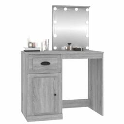 Berkfield Home Dressing Table with LED Grey Sonona 90x50x132.5 cm Engineered Wood - thumbnail 4