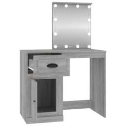 Berkfield Home Dressing Table with LED Grey Sonona 90x50x132.5 cm Engineered Wood - thumbnail 7