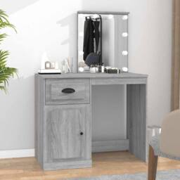 Berkfield Home Dressing Table with LED Grey Sonona 90x50x132.5 cm Engineered Wood - thumbnail 2