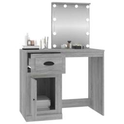 Berkfield Home Dressing Table with LED Grey Sonona 90x50x132.5 cm Engineered Wood - thumbnail 5