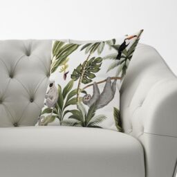 Warren Reed - Designer Tropical Sloths Cushions in Green - Size: 60 cm x 60 cm - thumbnail 3