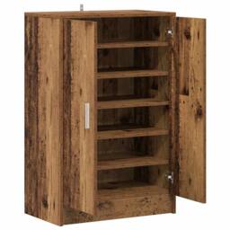 Berkfield Home Shoe Cabinet Old Wood 60x35x92 cm Engineered Wood in Brown - Size: 60 x 35 x 92 cm - thumbnail 7
