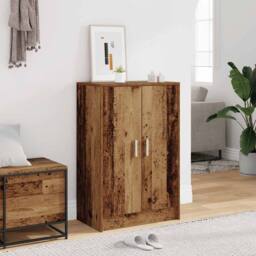 Berkfield Home Shoe Cabinet Old Wood 60x35x92 cm Engineered Wood in Brown - Size: 60 x 35 x 92 cm - thumbnail 2