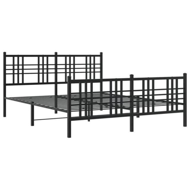 Berkfield Home Metal Bed Frame without Mattress with Footboard Black 150x200cm - Size: 150x200 cm - image 1