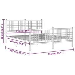 Berkfield Home Metal Bed Frame without Mattress with Footboard Black 150x200cm - Size: 150x200 cm - thumbnail 8