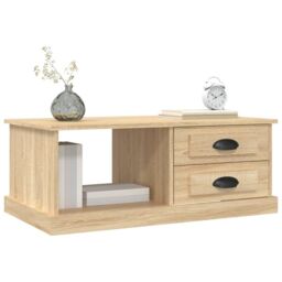 Berkfield Home Coffee Table Sonoma Oak 90x50x35 cm Engineered Wood in Brown - Size: 90 x 50 x 35 cm - thumbnail 4