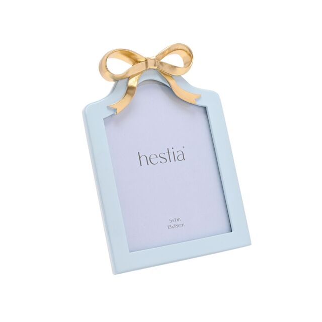 "Hestia Soft Blue with Gold Ribbon Photo Frame - 5"" x 7""" - image 1