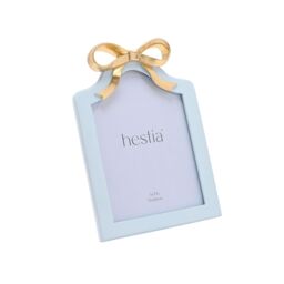 "Hestia Soft Blue with Gold Ribbon Photo Frame - 5"" x 7""" - thumbnail 1