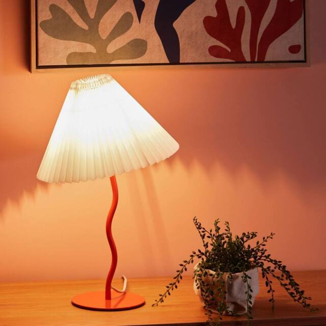 Wyld and Coco Table Lamp - Orange Iron Base Pleated Shade - image 1
