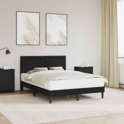 Berkfield Home Bed Frame with LED Strip Lights Black 135 x 190 cm Faux Leather