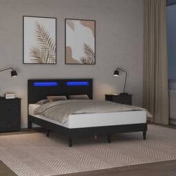 Berkfield Home Bed Frame with LED Strip Lights Black 135 x 190 cm Faux Leather - thumbnail 4