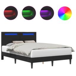 Berkfield Home Bed Frame with LED Strip Lights Black 135 x 190 cm Faux Leather - thumbnail 2