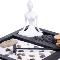 London Boutique Zen Garden Buddha Candle Holder Incense Holder Meditation Gift Set Yin Yang in Dark Brown - Size: 1000L - thumbnail 4