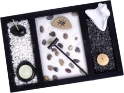 London Boutique Zen Garden Buddha Candle Holder Incense Holder Meditation Gift Set Yin Yang in Dark Brown - Size: 1000L - thumbnail 2