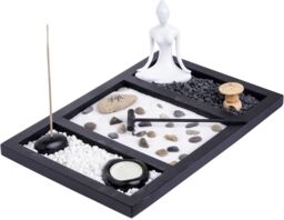 London Boutique Zen Garden Buddha Candle Holder Incense Holder Meditation Gift Set Yin Yang in Dark Brown - Size: 1000L