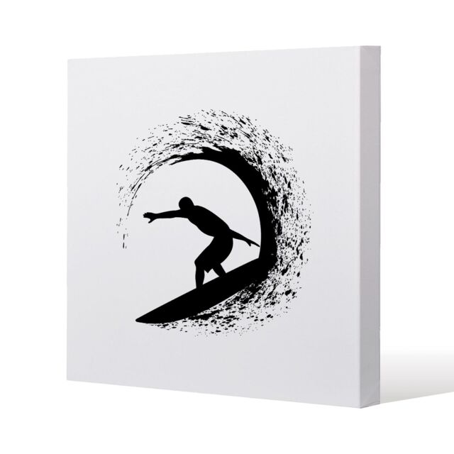 Benjamin Tate Design Surfer Silhouette (Canvas Print) / 77 x 77 x 4cm in Natural - Size: 77 x 77 x 4 cm - image 1