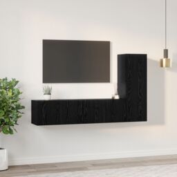 Berkfield Home TV Cabinet Set 3 pcs Black oak Small 30.5 x 30 x 90 cm - thumbnail 4