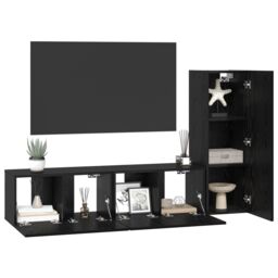 Berkfield Home TV Cabinet Set 3 pcs Black oak Small 30.5 x 30 x 90 cm - thumbnail 3