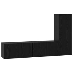 Berkfield Home TV Cabinet Set 3 pcs Black oak Small 30.5 x 30 x 90 cm - thumbnail 2