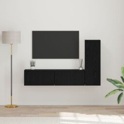 Berkfield Home TV Cabinet Set 3 pcs Black oak Small 30.5 x 30 x 90 cm - thumbnail 1