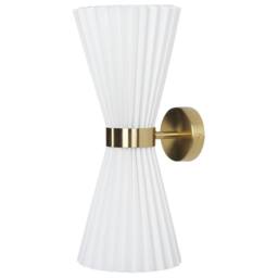 Wyld and Coco Set of 2 White Fabric Shade Wall Lamps with Brass Accents - thumbnail 4