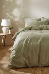 Martex Touch of Linen Duvet Cover Set (Includes 2 Pillowcases 1 For Single) in Pale Green - Size: Single