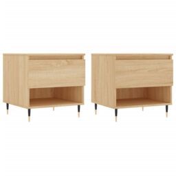 Berkfield Home Coffee Tables 2 pcs Sonoma Oak 50x46x50 cm Engineered Wood in Brown - Size: 50 x 46 x 50 cm - thumbnail 2