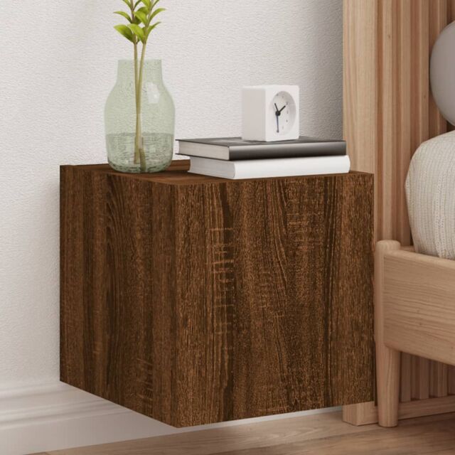 Berkfield Home TV Wall Cabinets with LED Lights 2 pcs Brown Oak 30.5x35x30 cm - image 1