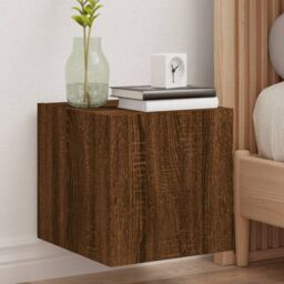 Berkfield Home TV Wall Cabinets with LED Lights 2 pcs Brown Oak 30.5x35x30 cm - thumbnail 1