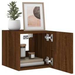Berkfield Home TV Wall Cabinets with LED Lights 2 pcs Brown Oak 30.5x35x30 cm - thumbnail 6