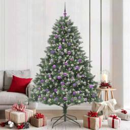 Berkfield Home Modern Artificial Christmas Tree with Stand Green 140 x 140 x 210 cm - thumbnail 2