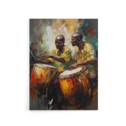 "Artery8 African Music Drum Players Canvas Wall Art Print - Size: W18"" x H24""" - thumbnail 1