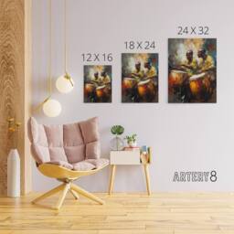 "Artery8 African Music Drum Players Canvas Wall Art Print - Size: W18"" x H24""" - thumbnail 4