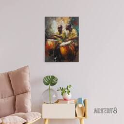 "Artery8 African Music Drum Players Canvas Wall Art Print - Size: W18"" x H24""" - thumbnail 3