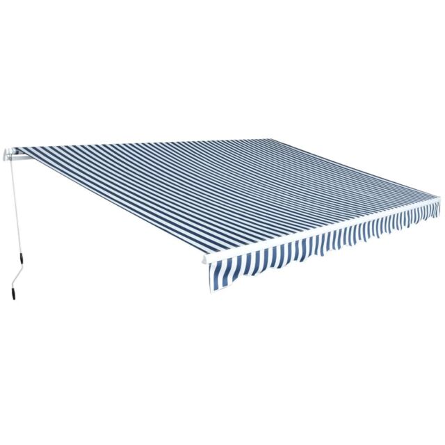 Berkfield Home Folding Awning Manual Operated 450 cm Blue/White in Blue - image 1