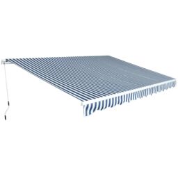 Berkfield Home Folding Awning Manual Operated 450 cm Blue/White in Blue