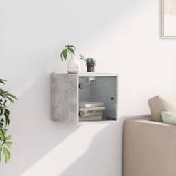 Berkfield Home Elegant Bedside Cabinet with Glass Door Concrete Grey 35x37x35 cm - Size: 35 x 37 x 35 cm