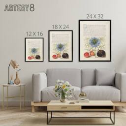"Artery8 Love in a Mist & Cherries Calligraphy Framed Canvas Wall Art Print in White - Size: W18"" x H24""" - thumbnail 4