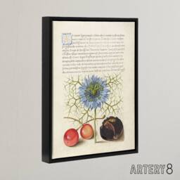 "Artery8 Love in a Mist & Cherries Calligraphy Framed Canvas Wall Art Print in White - Size: W18"" x H24""" - thumbnail 2