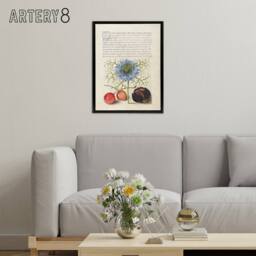 "Artery8 Love in a Mist & Cherries Calligraphy Framed Canvas Wall Art Print in White - Size: W18"" x H24""" - thumbnail 3