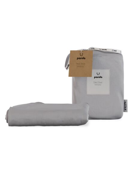 Panda London 100% Bamboo Bedding Fitted Sheet in Mid Grey - Size: Single - image 1