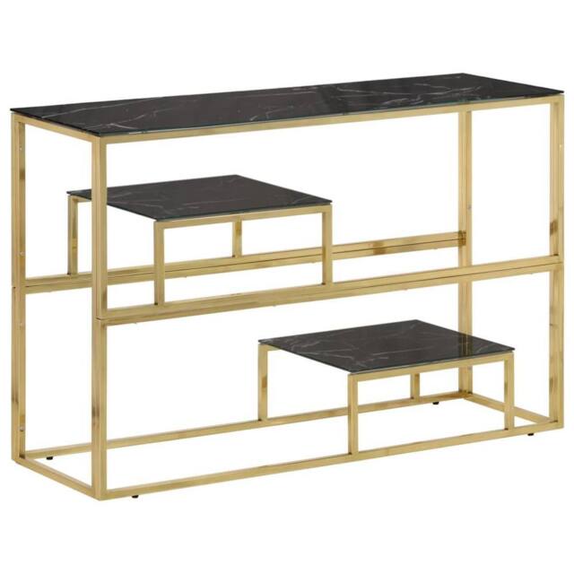 Berkfield Home Console Table Gold Stainless Steel & Tempered Glass - image 1