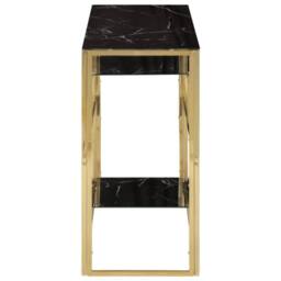 Berkfield Home Console Table Gold Stainless Steel & Tempered Glass - thumbnail 4