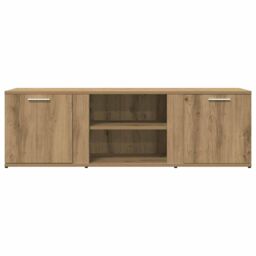 Berkfield Home TV Cabinet Artisan Oak 120x34x37 cm Engineered Wood in Brown - Size: 120 x 34 x 37 cm - thumbnail 4