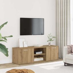 Berkfield Home TV Cabinet Artisan Oak 120x34x37 cm Engineered Wood in Brown - Size: 120 x 34 x 37 cm - thumbnail 3