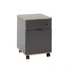 FWStyle 1 Door 1 Drawer Lockable Mobile Office Storage Cabinet - Anthracite Grey - thumbnail 2
