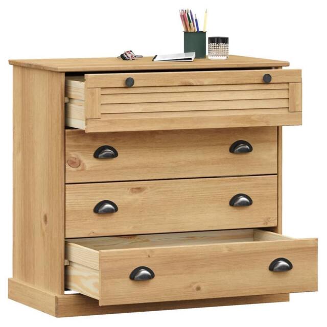 Berkfield Home Beautiful Chest of Drawers VIGO 80x40x76 cm Solid Wood Pine in Brown - Size: 80 x 40 x 76 cm - image 1