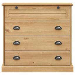 Berkfield Home Beautiful Chest of Drawers VIGO 80x40x76 cm Solid Wood Pine in Brown - Size: 80 x 40 x 76 cm - thumbnail 4