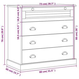 Berkfield Home Beautiful Chest of Drawers VIGO 80x40x76 cm Solid Wood Pine in Brown - Size: 80 x 40 x 76 cm - thumbnail 9